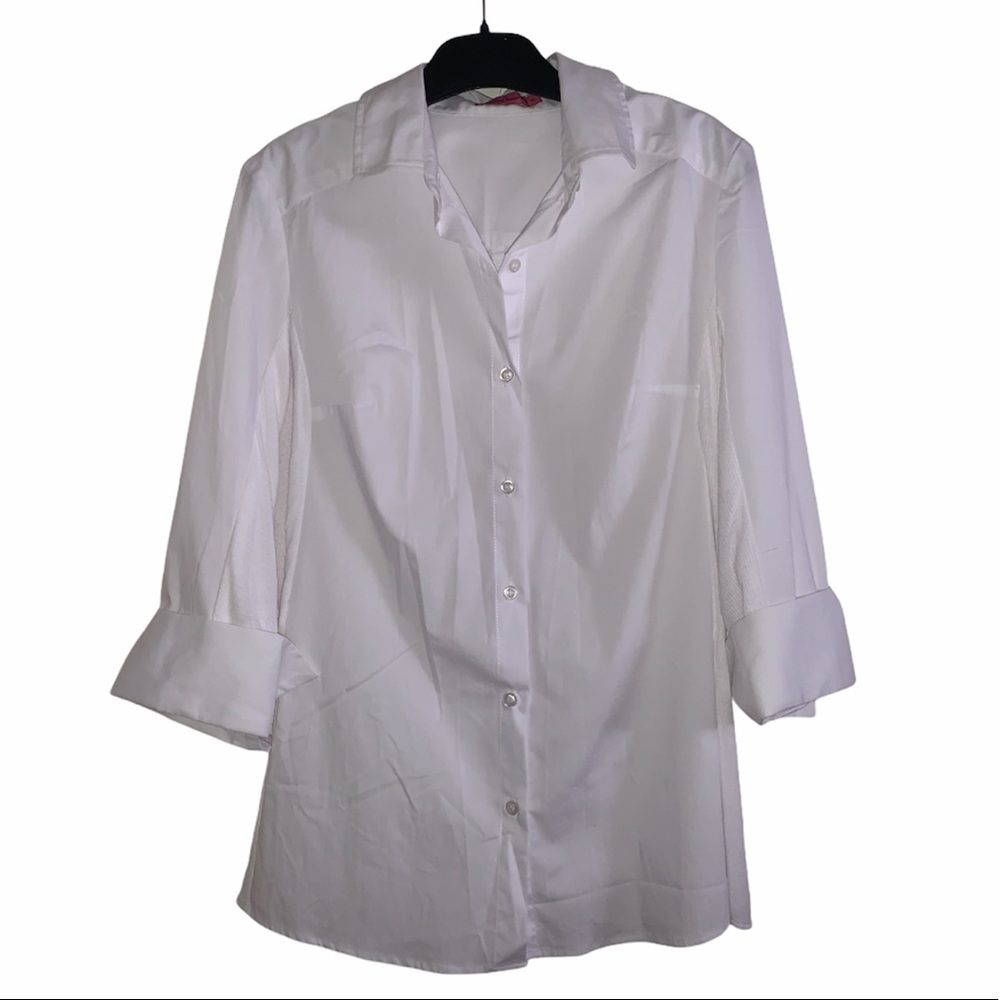 Maternal America White Long Sleeve Button Down NWT